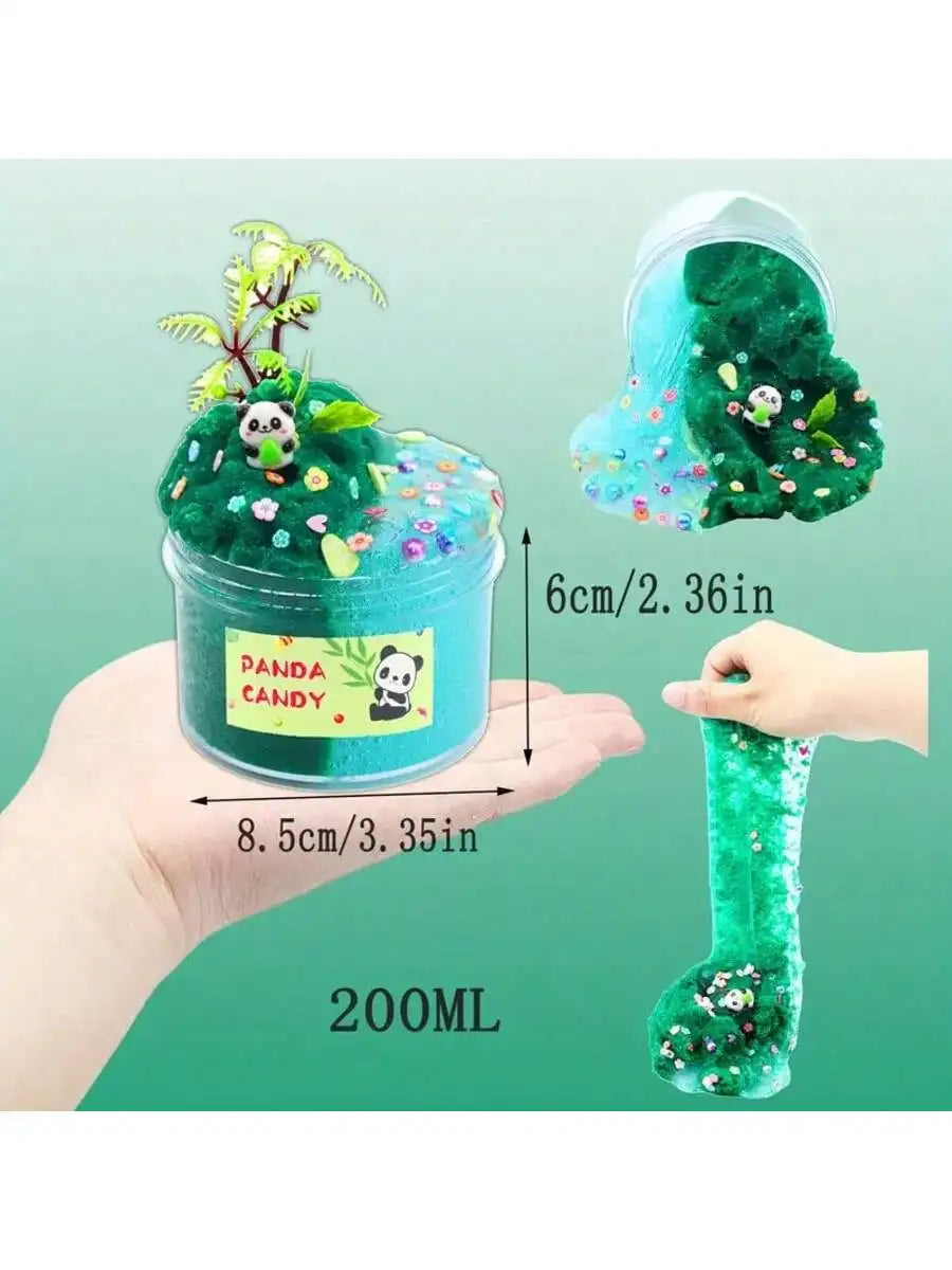 Happy Panda Bamboo Slime Shape, DIY Slime Dough, Unzipping Simulation Handmade Kit, Stretchable Green Clay, Playset, Christmas G