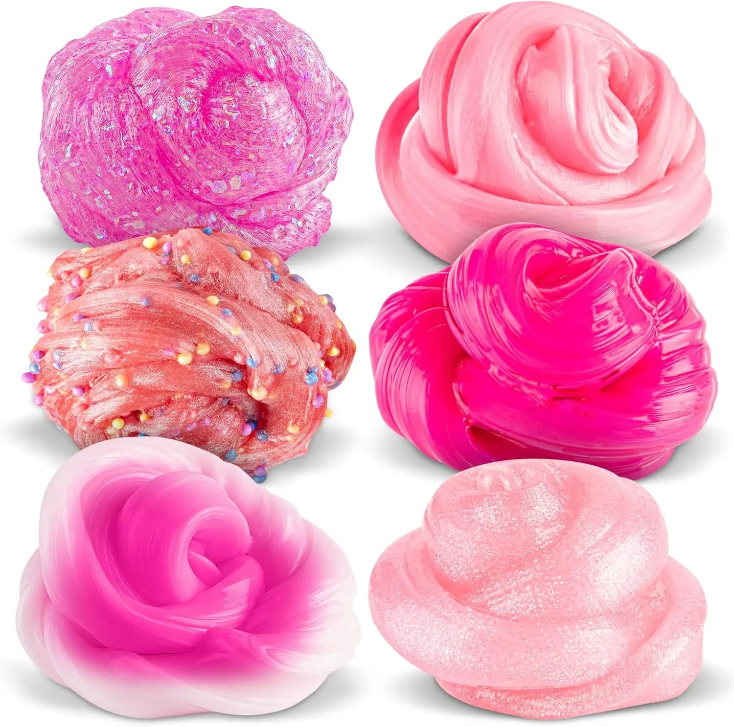 Pink Slime Putty Set - 6 Fun Sensory Fidget Toys for Girls, Glow & Color Change