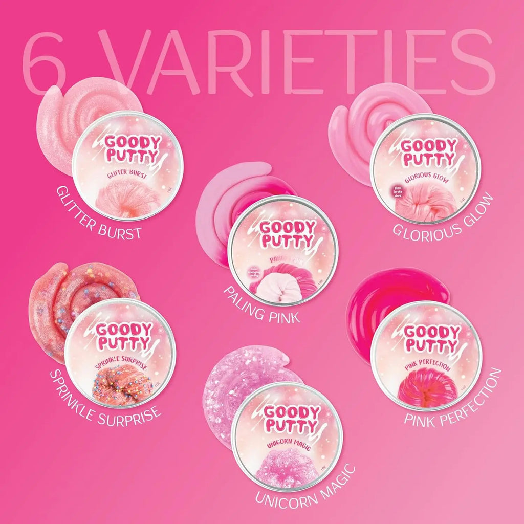 Pink Slime Putty Set - 6 Fun Sensory Fidget Toys for Girls, Glow & Color Change